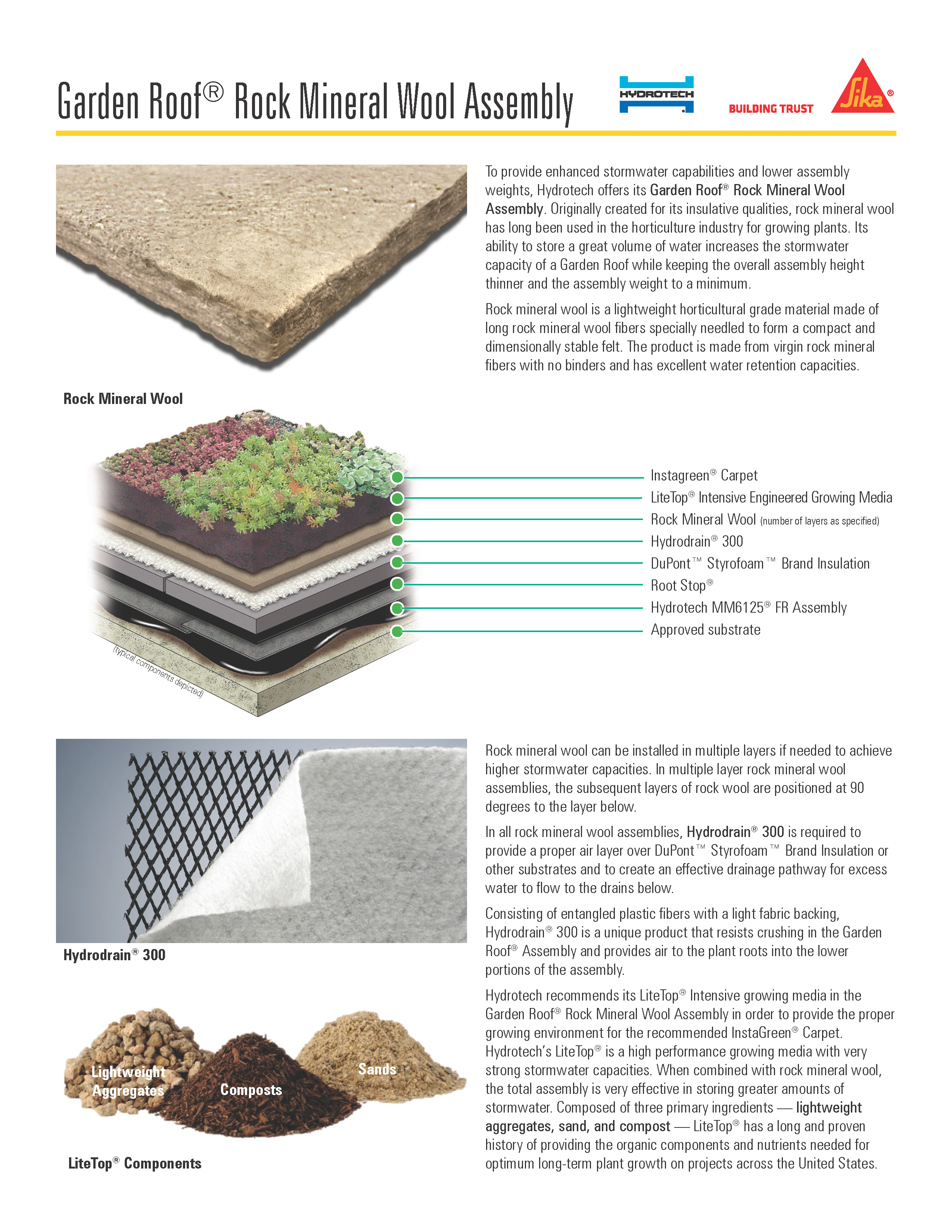 Garden Roof Rock Mineral Wool Assembly