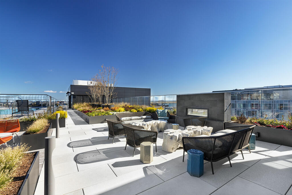 Seaport Parcel K Hotel with amenity space and green roof in Boston, Massachusetts